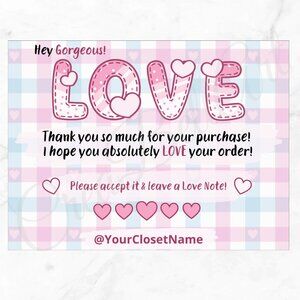 100 Pack Love Thank You Insert Cards - Small Business Thank You Card 4" x 3"
